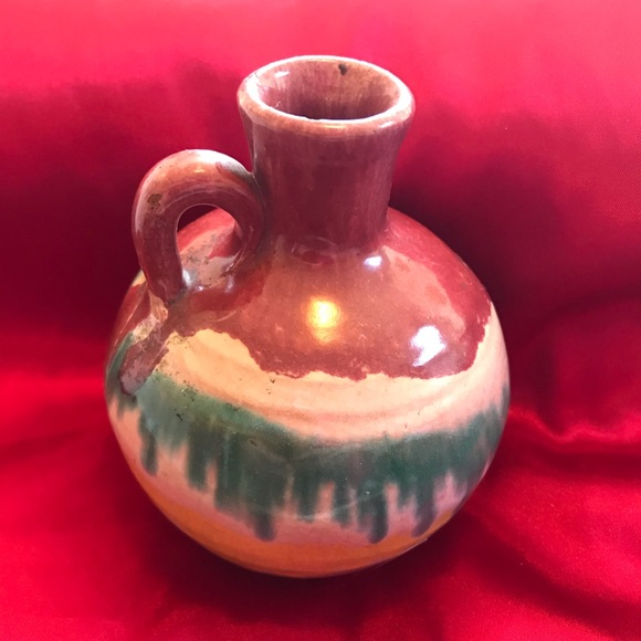 Home#8).  Glazed CERAMIC JAR  5” tall - Picture 4 of 4